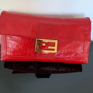 Fendi red clutch